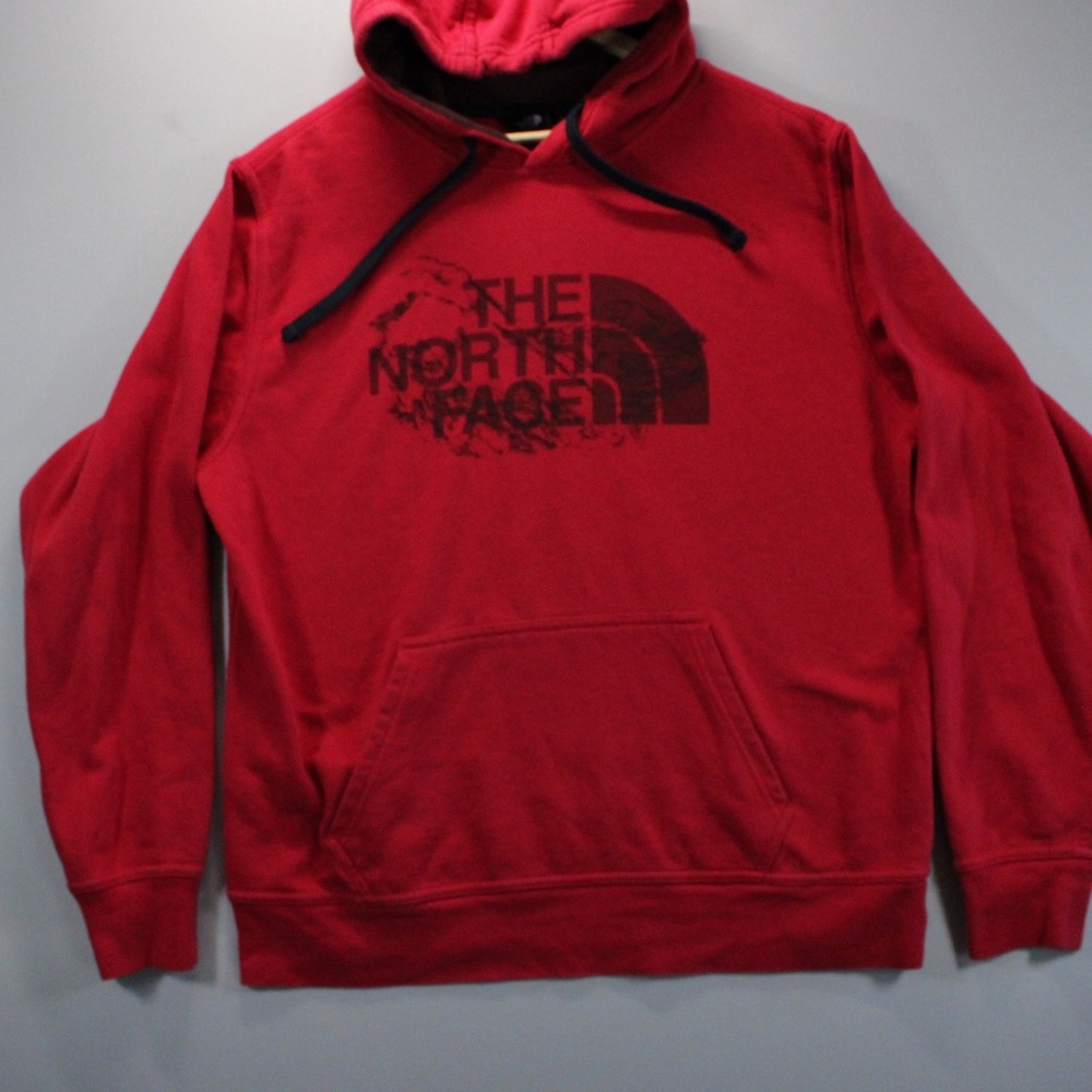 The North Face Mens M Red Graphic Spellout Logo Hoodie Pro Outdoor Hiking Gear